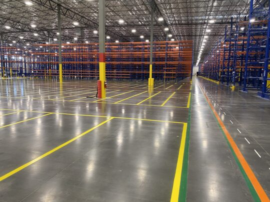 Epoxy Warehouse and Parking Lot Striping New Layout Line Removal